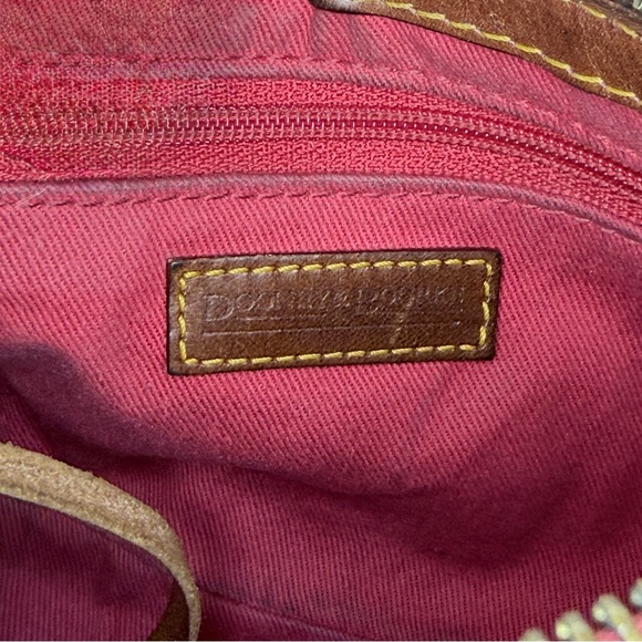 Dooney & Bourke Denim Monogram Mini Shoulder Bag Top Zip Blue Brown Leather Y2K - Picture 12 of 16